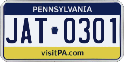 PA license plate JAT0301