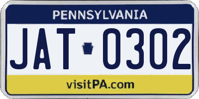 PA license plate JAT0302