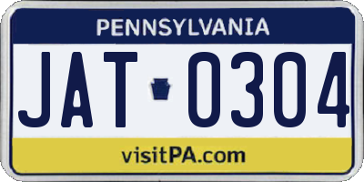 PA license plate JAT0304