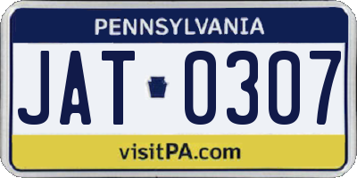 PA license plate JAT0307