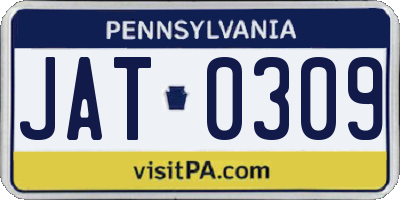 PA license plate JAT0309