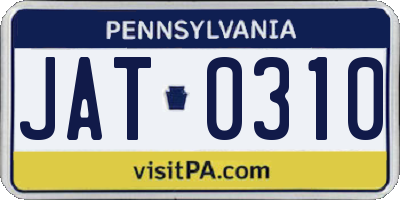 PA license plate JAT0310