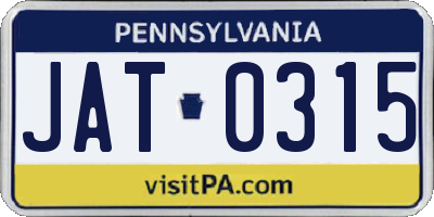 PA license plate JAT0315