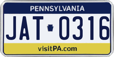 PA license plate JAT0316