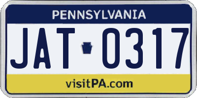 PA license plate JAT0317