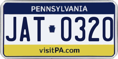 PA license plate JAT0320