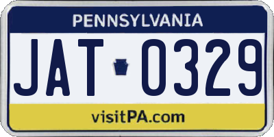 PA license plate JAT0329