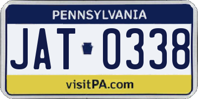 PA license plate JAT0338