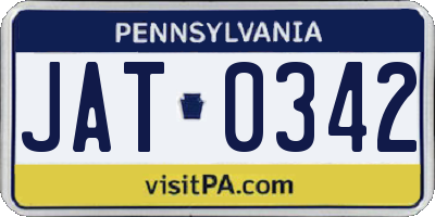 PA license plate JAT0342