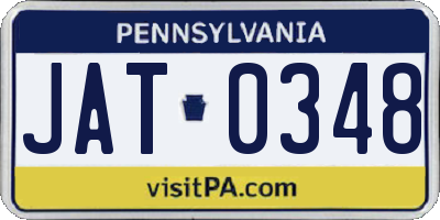 PA license plate JAT0348