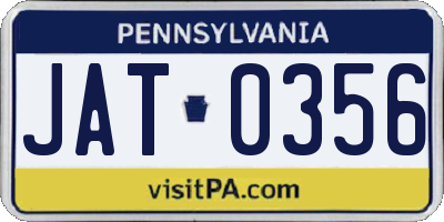 PA license plate JAT0356