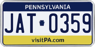 PA license plate JAT0359