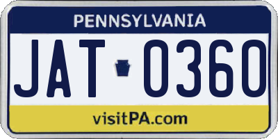 PA license plate JAT0360