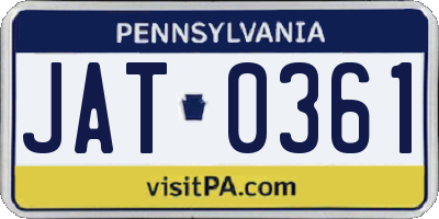 PA license plate JAT0361