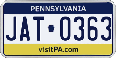 PA license plate JAT0363
