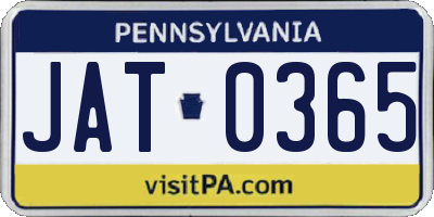 PA license plate JAT0365