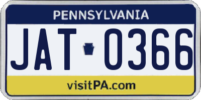 PA license plate JAT0366