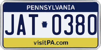 PA license plate JAT0380