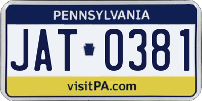 PA license plate JAT0381