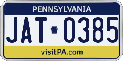 PA license plate JAT0385