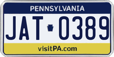 PA license plate JAT0389