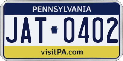 PA license plate JAT0402