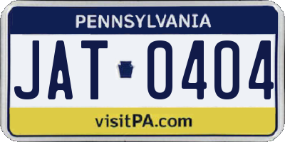 PA license plate JAT0404