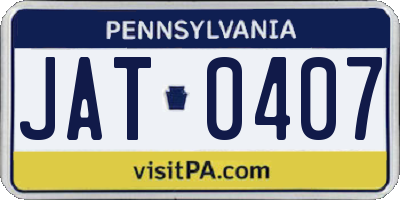 PA license plate JAT0407