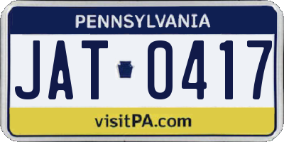 PA license plate JAT0417