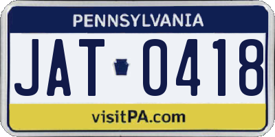 PA license plate JAT0418