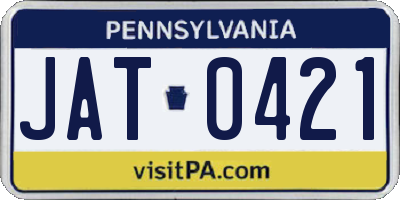 PA license plate JAT0421