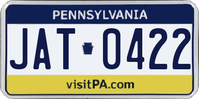 PA license plate JAT0422