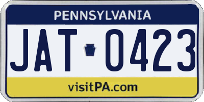 PA license plate JAT0423