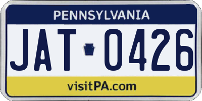 PA license plate JAT0426