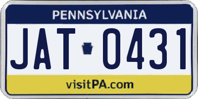 PA license plate JAT0431