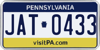 PA license plate JAT0433