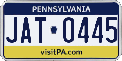 PA license plate JAT0445