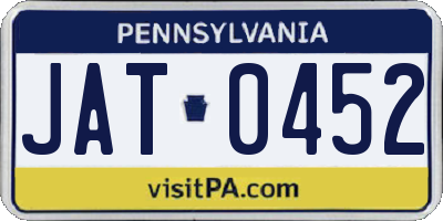 PA license plate JAT0452