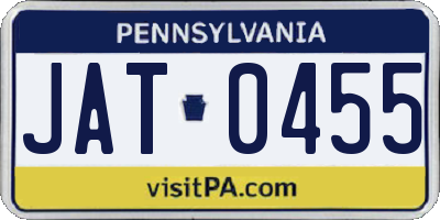 PA license plate JAT0455