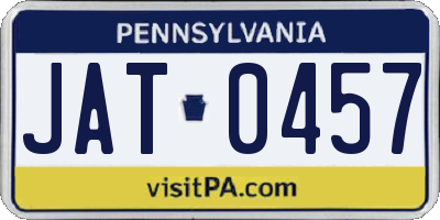 PA license plate JAT0457