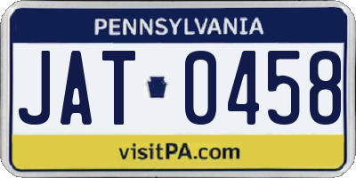 PA license plate JAT0458