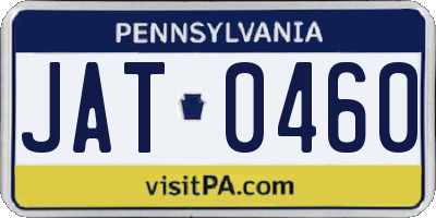PA license plate JAT0460
