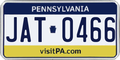 PA license plate JAT0466