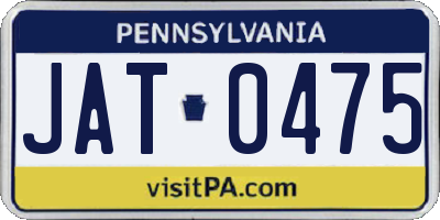 PA license plate JAT0475