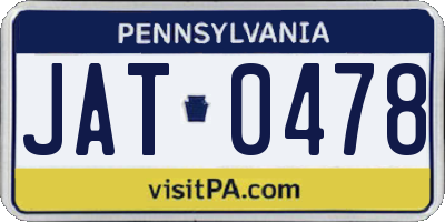 PA license plate JAT0478