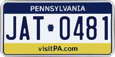 PA license plate JAT0481