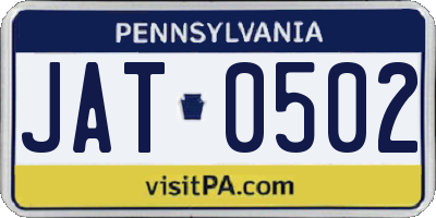 PA license plate JAT0502