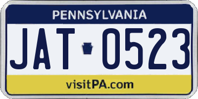 PA license plate JAT0523