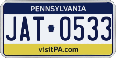 PA license plate JAT0533
