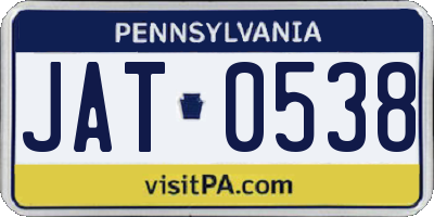 PA license plate JAT0538